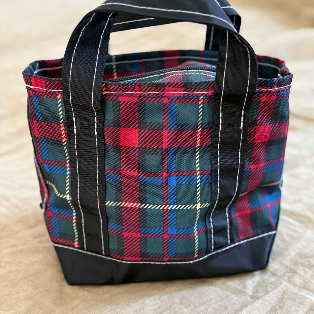 L.L. Bean Mini Small Everyday Plaid Nylon Tote - Picture 2 of 5